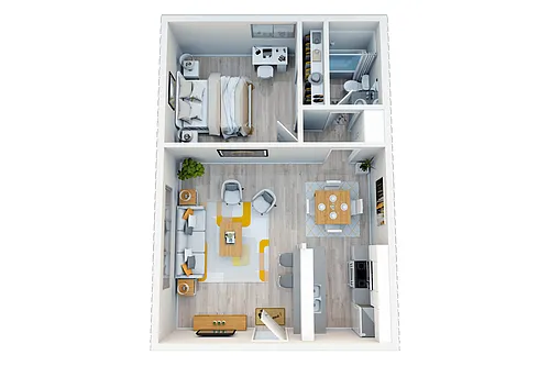 Floor plan 1 Bedroom, 1 Bath