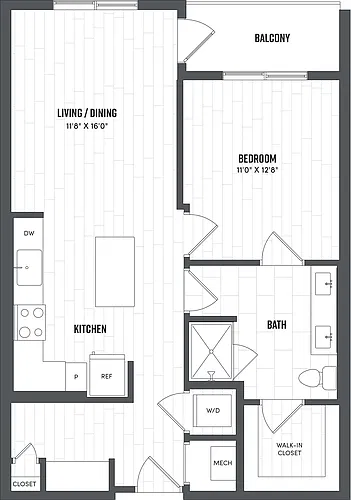 Floor plan 1 Bed/1 Bath-A7