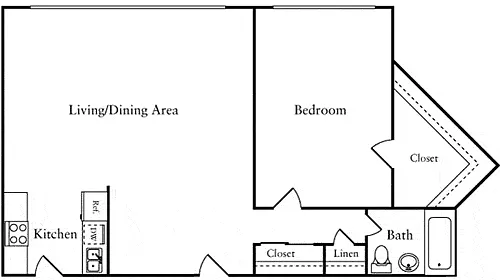 Floor plan 1 Bedroom 1 Bathroom
