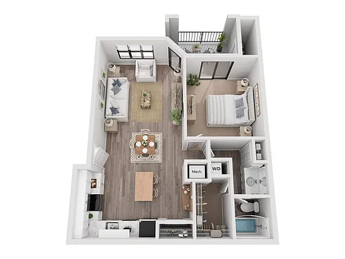 Floor plan 1X1 B