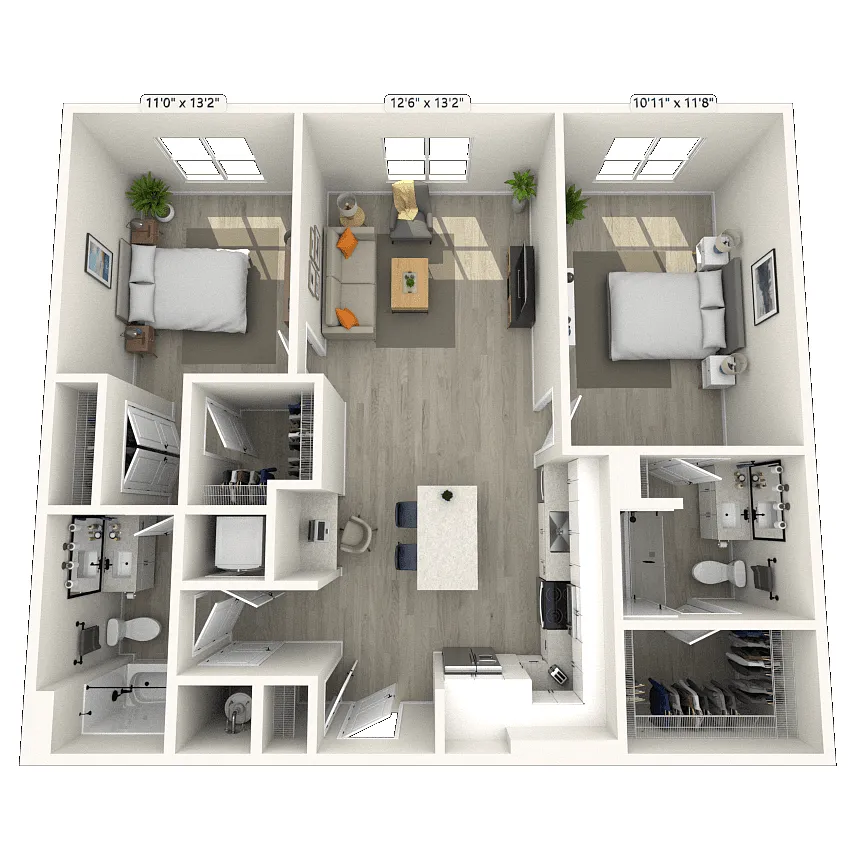 Floor plan B2 2x2 1068 SF-FP