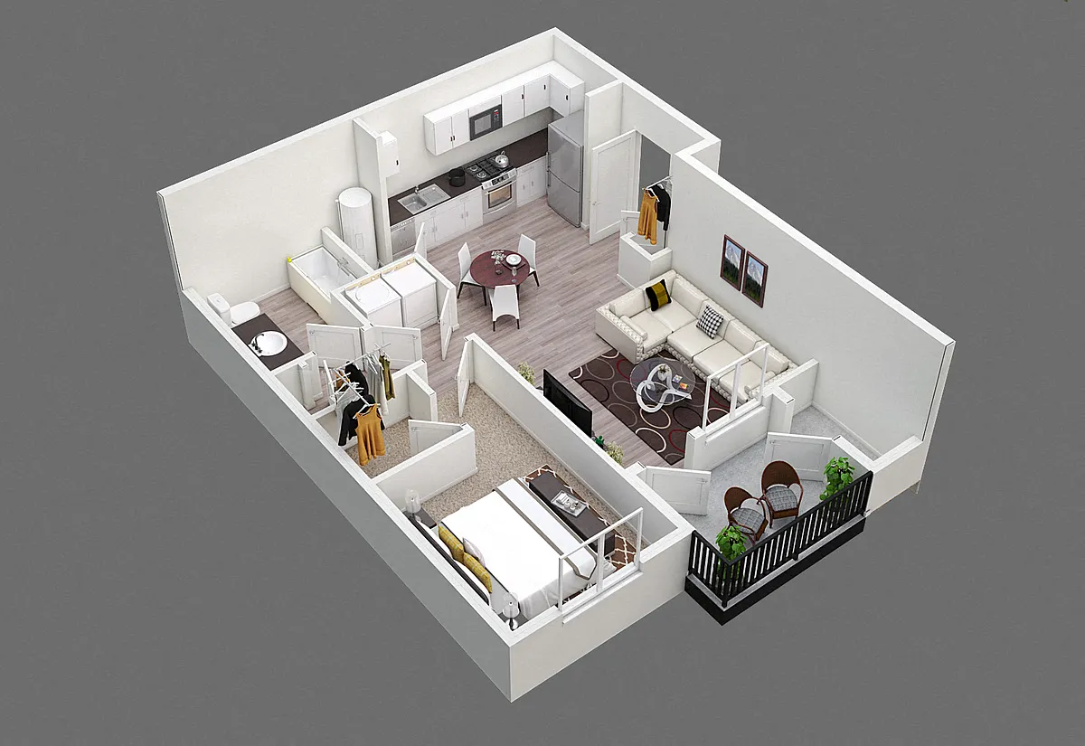 Floor plan One Bed One Bath B
