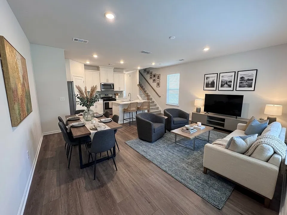 Open concept living and dining area