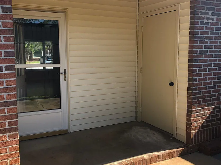 Back porch with storage onto patio
