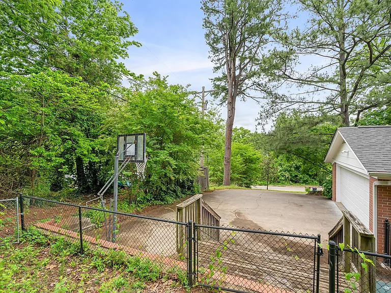 View of driveway from backyard