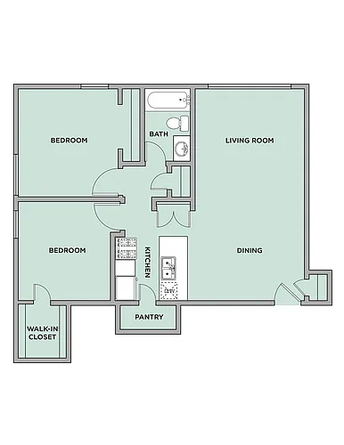 Floor plan 2 Bed 1 Bath