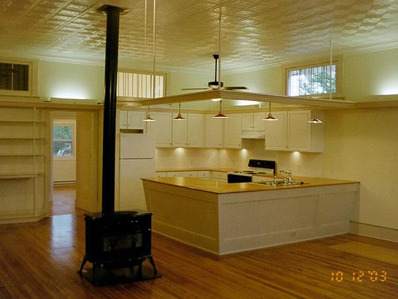 Kitchen counters were made from the old store's candy counter.