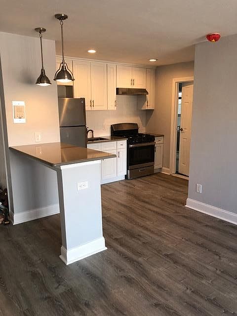 Brand new kitchen, stainless steel appliances and breakfast 