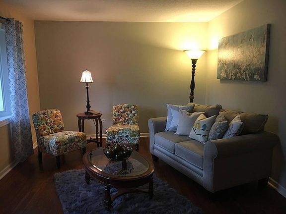 Living room has beautiful bamboo hardwood floors