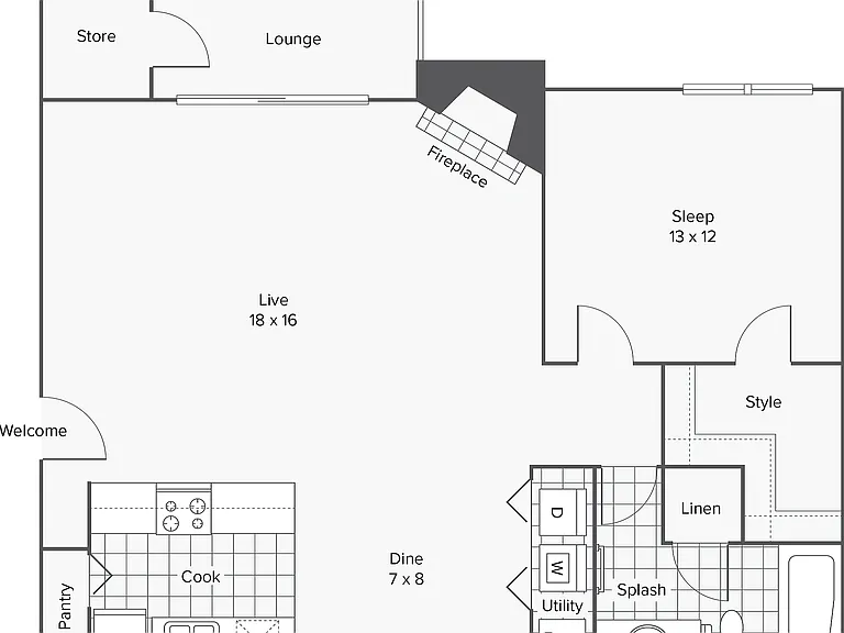 A1 | 1-Bedroom Floorplan A1 | 1-Bedroom Floorplan