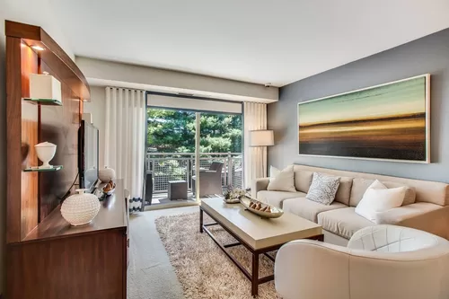 Living Room with Private Balcony - Lerner Arrowood Parc