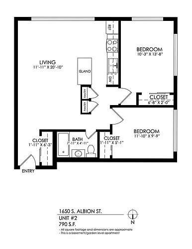 Floor plan 2 Bed 1 Bath