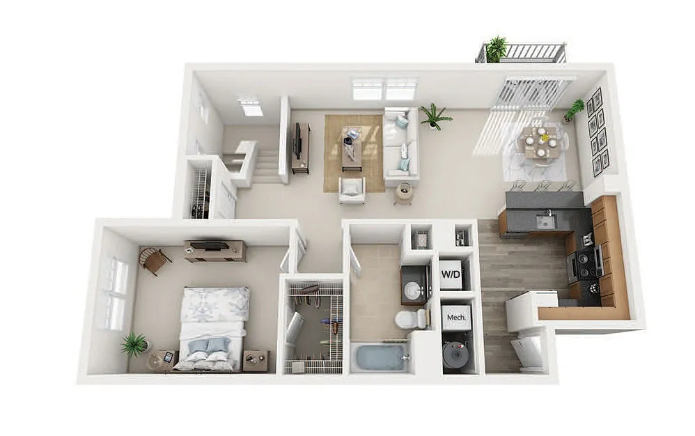 Floor plan A6 One Bedroom Townhouse