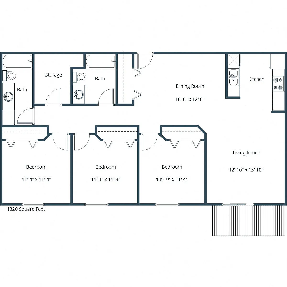 Floor plan Three Bedroom 32A