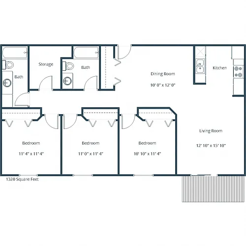 Floor plan Three Bedroom 32A