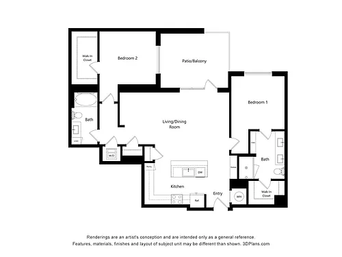 Floor plan 2 Bed/2 Bath-B5