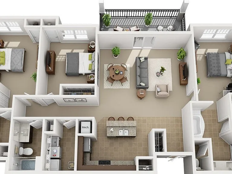 Urbana - C2.1 - 3 Beds - 3 Baths - 1678 Sq. ft.