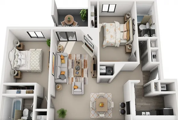 2 Bedroom, 2 Bathroom 2 Bedroom, 2 Bathroom