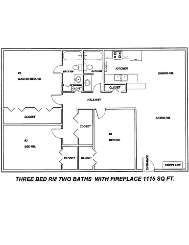 Floor plan 3 Bedroom 2 Bathroom
