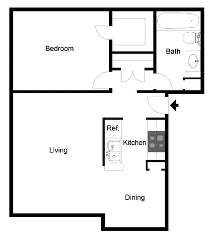 Floor plan 1 Bedroom-A3