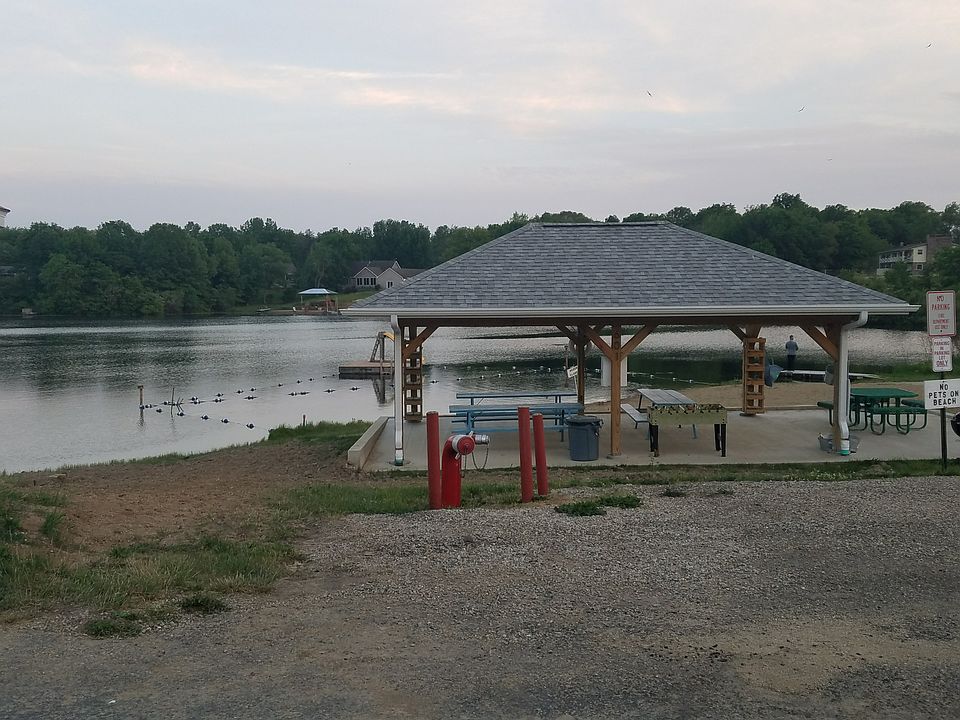Private beach with swim dock