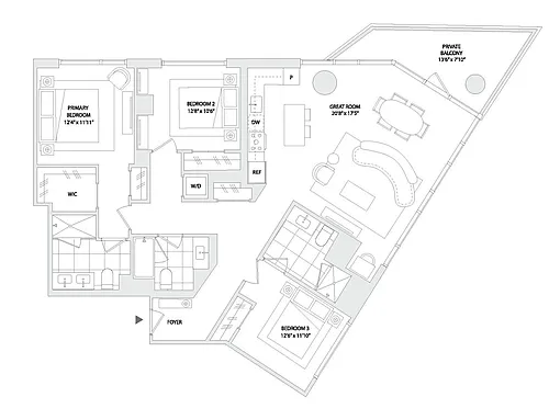 Floor plan 3 BED A3