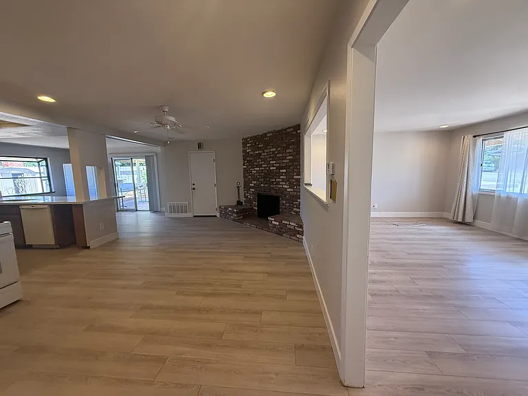 Front room, dining area and kitchen