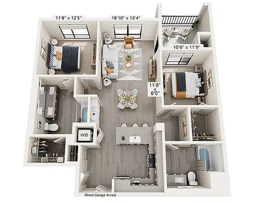 Floor plan Two Bedroom B2D
