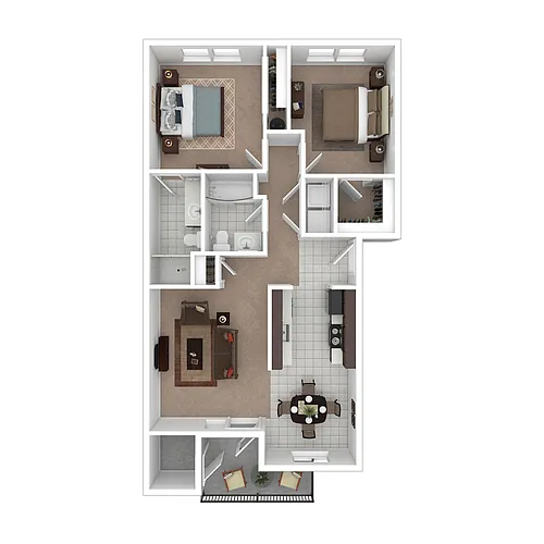 Floor plan B2: 2 Bed 2 Bath