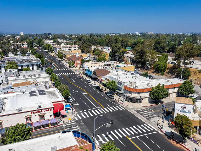 Apartments in Toluca Lake Aerial View of Riverside Drive Trader Joes