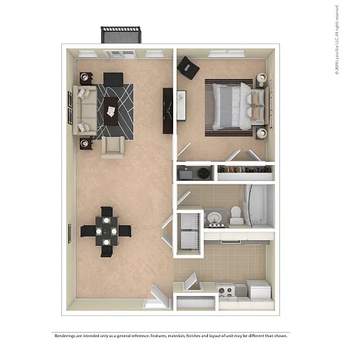 Floor plan 1x1 Woodbridge Apartments North 11565