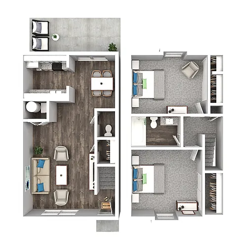 Floor plan 2 Bedroom 1.5 Bath Townhome