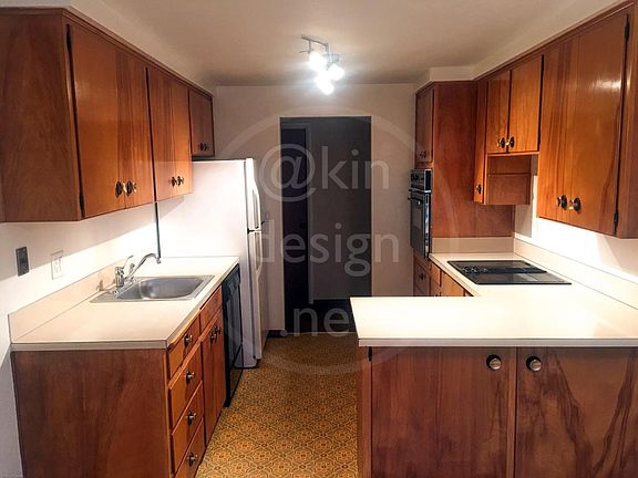 Kitchen with original wood cabinets