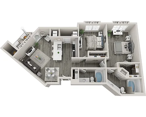 Floor plan Two Bedroom B2A