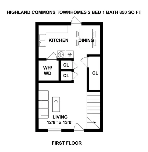 Floor plan 2 Bedroom Townhome