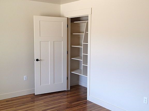 Front office, shelved closet