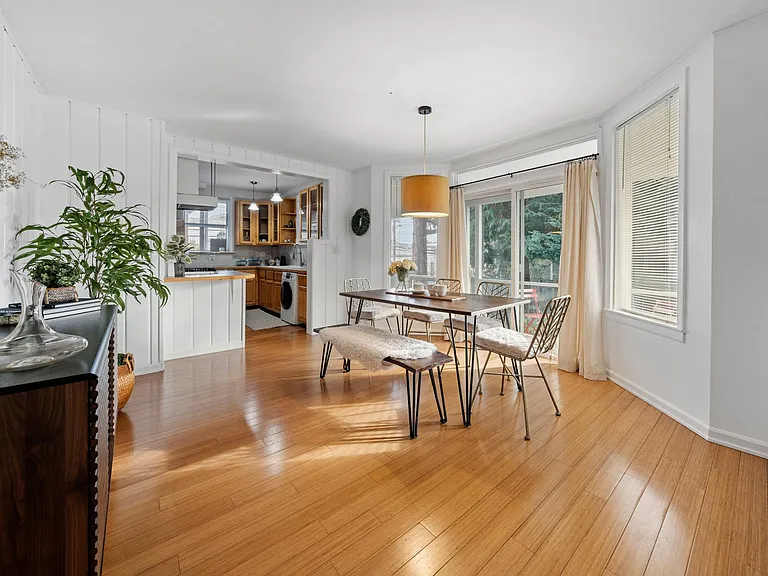 Bright Dining room into kitchen