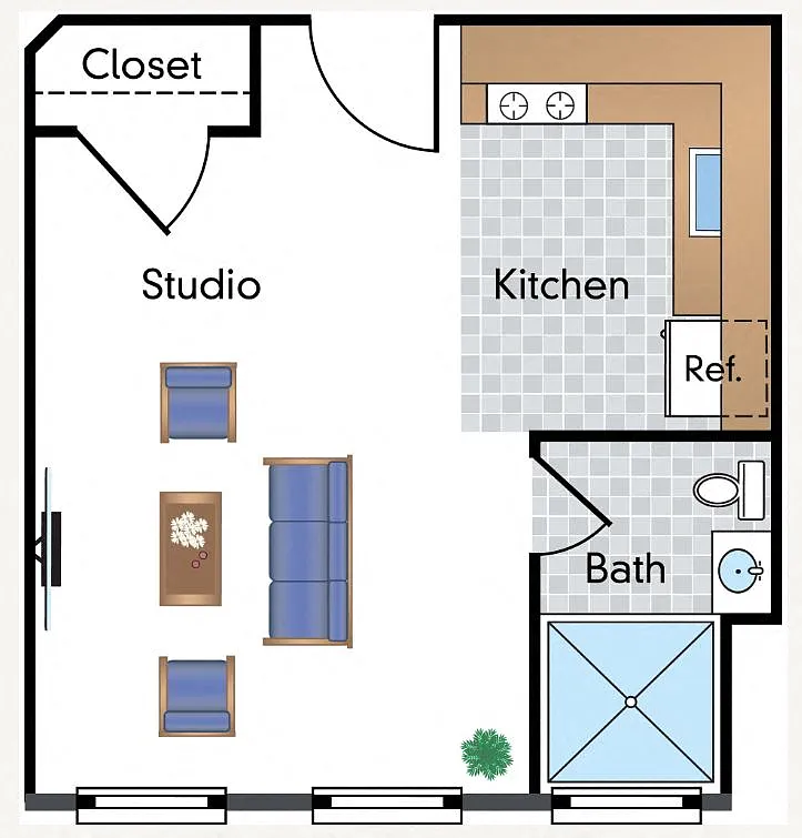 Floor plan Renovated Studio 03 Tier