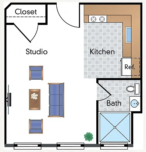 Floor plan Renovated Studio 03 Tier