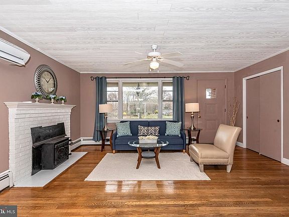 Living room with wood stove insert