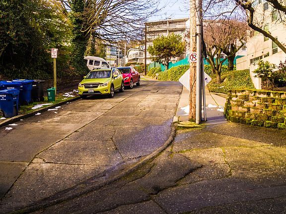 Entrance at the end of Dead End Street. Highly sought after quiet neighborhood.