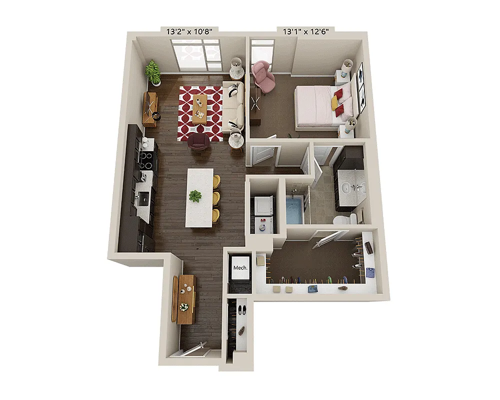 Floor plan One Bedroom A1S