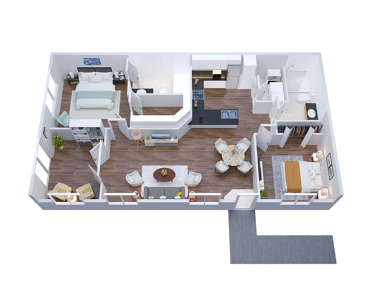 Floor plan B3- With Den & (Garage Included with Rent)