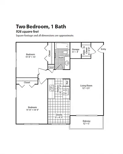 Floor plan Renovated 2 Bedroom 1 Bath
