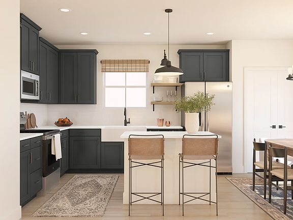 Kitchen with center island and pendant light
