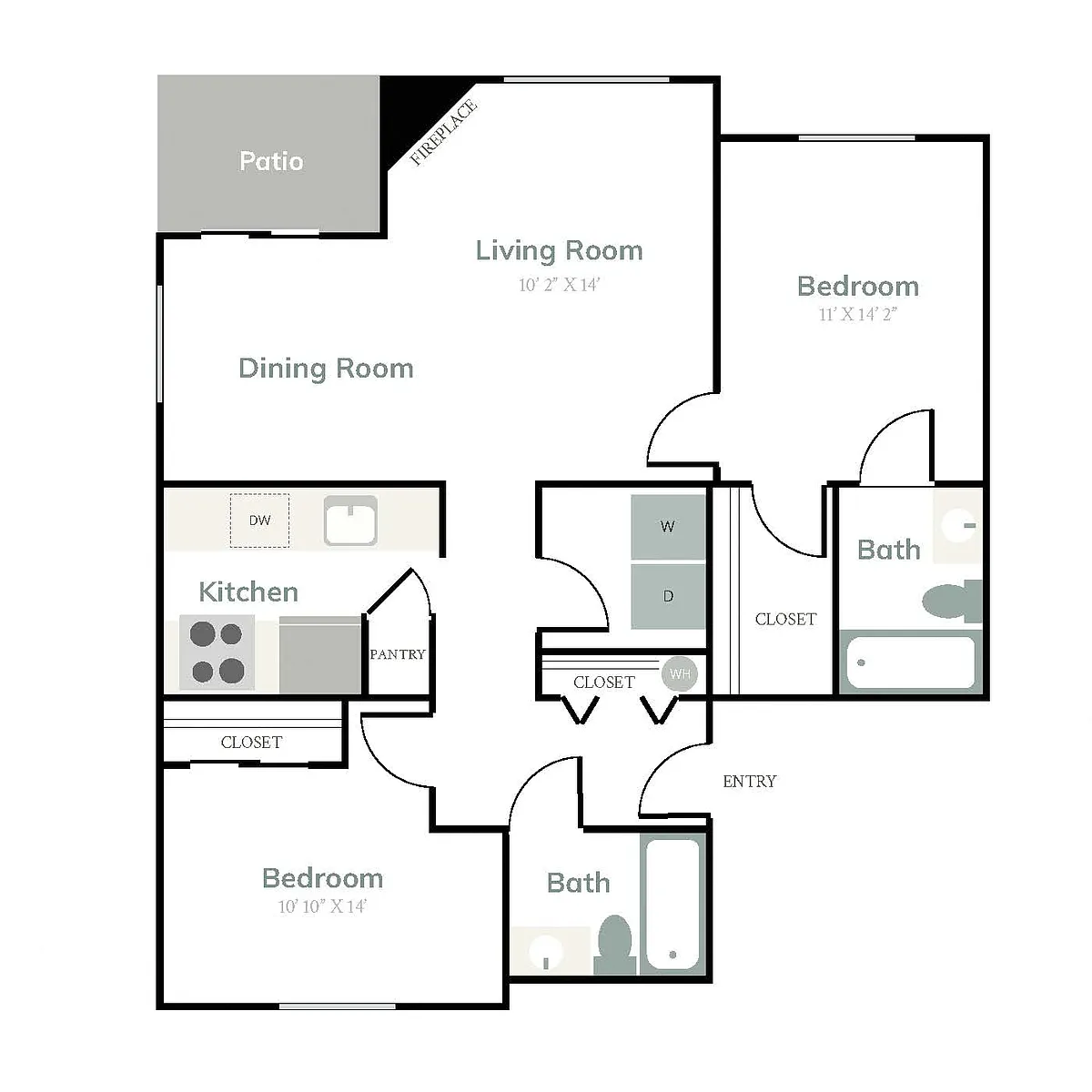 Floor plan 2 Bed/2 Bath