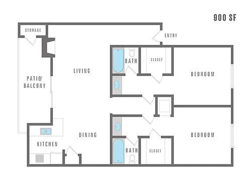 Floor plan 2 Bedroom 2 Bath