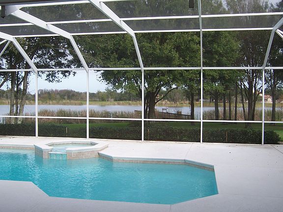 enclosed lanai with lake vistas