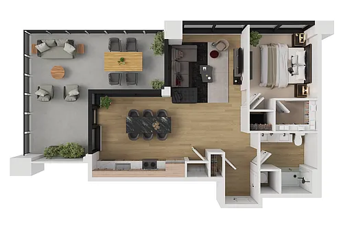 Floor plan 1 Bedroom Apartment