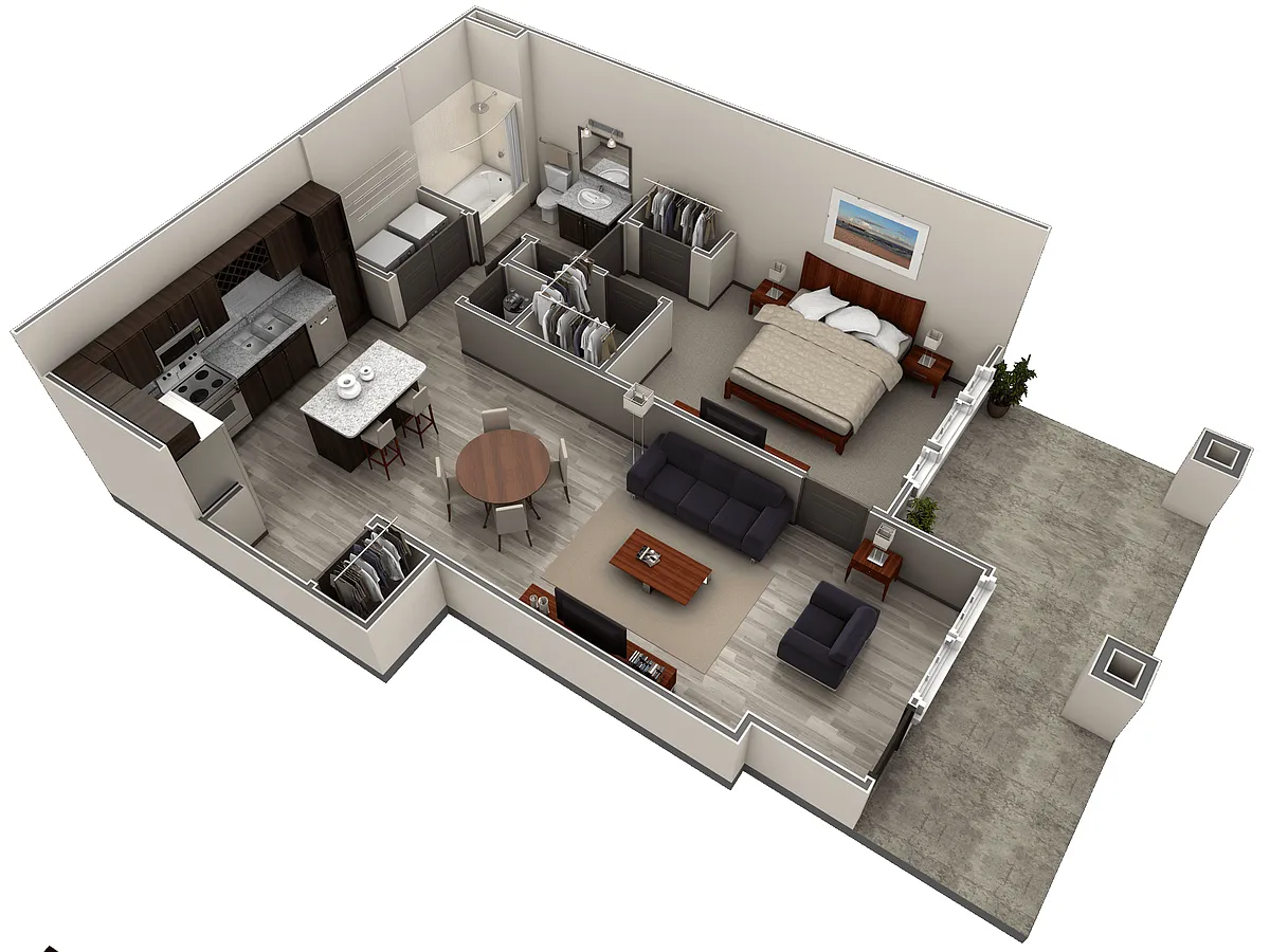 Floor plan 1 BR Designer Courtyard